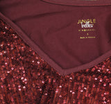 Belle By Kim Gravel Front Knit Back V-Neck Short Sleeve Top Zinfandel Red S