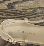 Tommy Hilfiger Cerizza Patent Faux Leather Slingback Pumps Ivory Brown 9.5M