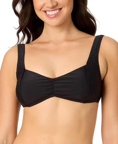 Salt + Cove Juniors Center-Ruched V-Neck Bikini Top SC251007BT Black M