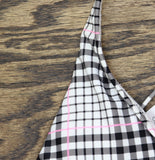 Salt + Cove Juniors Plaid Underwire Bikini Swim Top 807027 Black / White S
