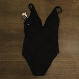 Bar III Crochet Plunge-Neck One Piece Swimsuit MBGC25251 Black M