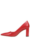 Franco Sarto Giovanna Pointed Toe Pumps Block Heel Cherry Red Leather 9.5M