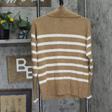 Charter Club Eloise Quarter-Zip Long-Sleeve Sweater Warm Praline Combo Brown S