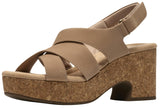Clarks Womens Platform Cork Nerisa Grace Wedge Sandal Sand Nubuck Brown 8.5M