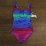 Bleu By Rod Beattie the Moment Shirred Bandeau One-Piece Swimsuit Blue Multi 6