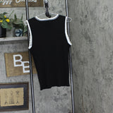 Karl Lagerfeld Paris Womens Lace-Trim Sweater Tank Top Black Soft White XL