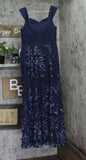 Aidan Mattox by Adrianna Papell  Embroidery Mermaid Gown Dress Navy Blue 10