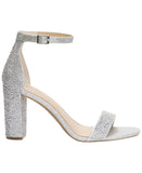 INC International Concepts Two-Piece Sandal Block Heel Silver Crystal Gray 9M