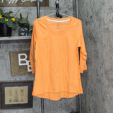 Issac Mizrahi Live! Essentials Pima Cotton 3/4 Sleeve Top Nectarine Orange M