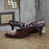 A New Day Womens Serafina Heels Rhinestone 94661783 Burgundy Red 7.5M