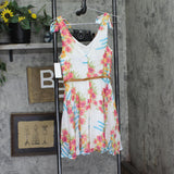 City Studios Juniors Belted Floral-Print Fit & Flare Dress Blue Multi 3