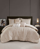Madison Park Riva Jacquard 7-Piece Comforter Bedding Set Beige Brown King