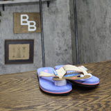 Floopi Women Durable EVA Floral Textured Flip Flops Blue 6M