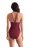 Mimi Flamingo Womens Soleil Solids Ivey One Piece Swimsuit Henna Red 16
