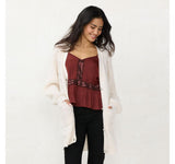 Lc Lauren Conrad Women's Long Cardigan Sweater WL23S037RS