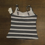 Swim Solutions Striped Tankini Swim Top Space Between Black White Multi 18