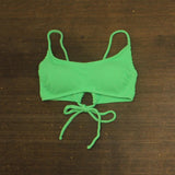 Salt + Cove Rib Scrunch Scoop-Neck Bralette Bikini Top Mint Tea Green XS