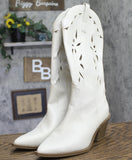 Universal Thread Tiana Western Laser Cutout Faux Leather Boots 94836305 White 8M