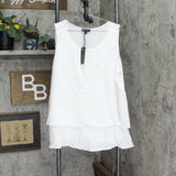Dg2 By Diane Gilman Womens Mixed-Media Easy Tank 520772 Off White 2X