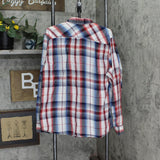 Burnside Mens Long Sleeve Button Up Lightweight Woven Shirt Red Plaid Multi XL