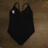 Bleu By Rod Beattie Lace-Up Plunge One Piece Swimsuit RBPU25221X Black 22W