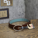 Levi's Womens Two-in-One Twisted-Buckle Reversible Belt 1.25 in. Tan / Blue XL