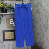 DKNY Womens Twill Tie-Front Pleated Pants P4GKTX72 Lapis Blue 2