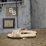 A New Day Womens Elain Floral Embroidered Mesh Slide Sandals Tan Brown 5.5M
