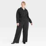 Universal Thread Womens Long Sleeve Utility Baggy Denim Jumpsuit Black 17
