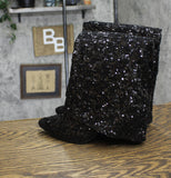 A New Day Womens Abba Sequin Foldover Tall Boots 91636693 Black 8.5M