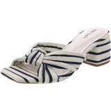 On 34th Womens Gaiaa Bow Block-Heel Sandals 10018687500 Navy Stripe Blue 6M