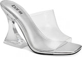 Bar III Womens Cherr Padded Insole Slip On Mule Sandals Clear Vinyl Silver 7M