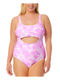 Salt + Cove Tie-Dye Cut-Out One-Piece Swimsuit CWP22185 Pink Multi 3X