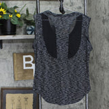 Marika Womens Mesh Back Lightweight Active Sleeveless Shirt Black Multi L