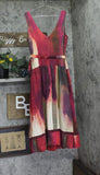 DKNY Womens Abstract V-Neck Belted Dress Midi Brush Stroke Brown Multi 10