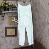 INC International Concepts Knit Tank & Pajama Pants Set Clear Dew Green S