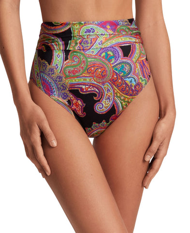 Lauren Ralph Lauren Paisley-Print High-Waist Bikini Bottom Black Paisley 10