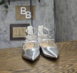 INC International Concepts Valan Triple-Strapped Flats Sandals Silver Gray 7.5M