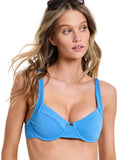 Salt + Cove Juniors Wavy-Scrunch Scoop-Neck Bikini Top SC25073TT Capri Blue XS