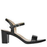 Naturalizer Womens Bristol Ankle Strap Chunky Block Heel Sandal Black Smooth 7M