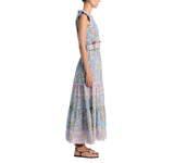 Bell Womens Silk Blend Annabelle Maxi Dress BELLSP25-1 Blue / Yellow Print M