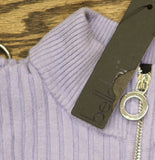 Belldini Knit 1/4 Zip Mock Collar Short Sleeve Sweater Pale Iris Purple 1X