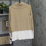 Adyson Parker Cowlneck Long Sleeved Ribbed Knit Sweater Beige Brown S