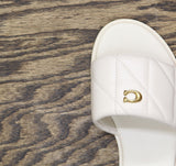 Coach Womens Quilted Slide Holly Sandal CR047 Chalk Off White 6.5B