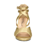 Easy Street Womens Evening Dress Crissa Block Heel Sandals CRISA Gold Satin 10M