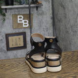 Giani Bernini Womens Constancia Ankle Strap Wedge Sandals Black Smooth 6M