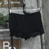INC International Concepts Lace Trim Elastic Waist Satin Lingerie Shorts Black S