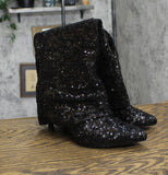 A New Day Womens Abba Sequin Foldover Tall Boots 91636693 Black 8.5M