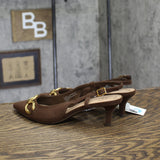 A New Day Tabitha Oversized Chain Slingback Kitten Heels 94305246 Brown 7.5M
