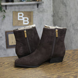 INC International Concepts Side Zip Low Heel Ankle Booties Truffle Brown 5M